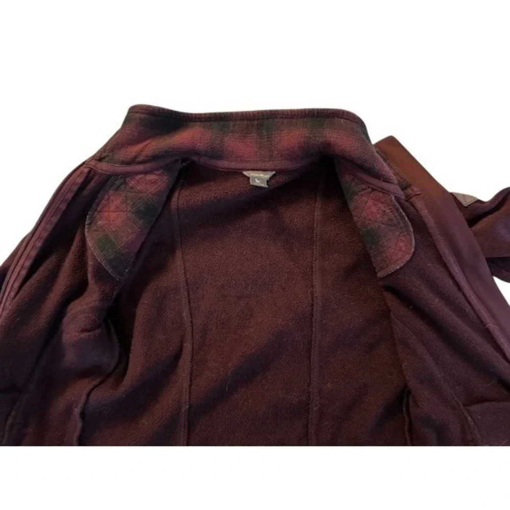 Eddie Bauer Burgundy Quilted Neck Zip Up Fleece Jacket Womens‎ - XS